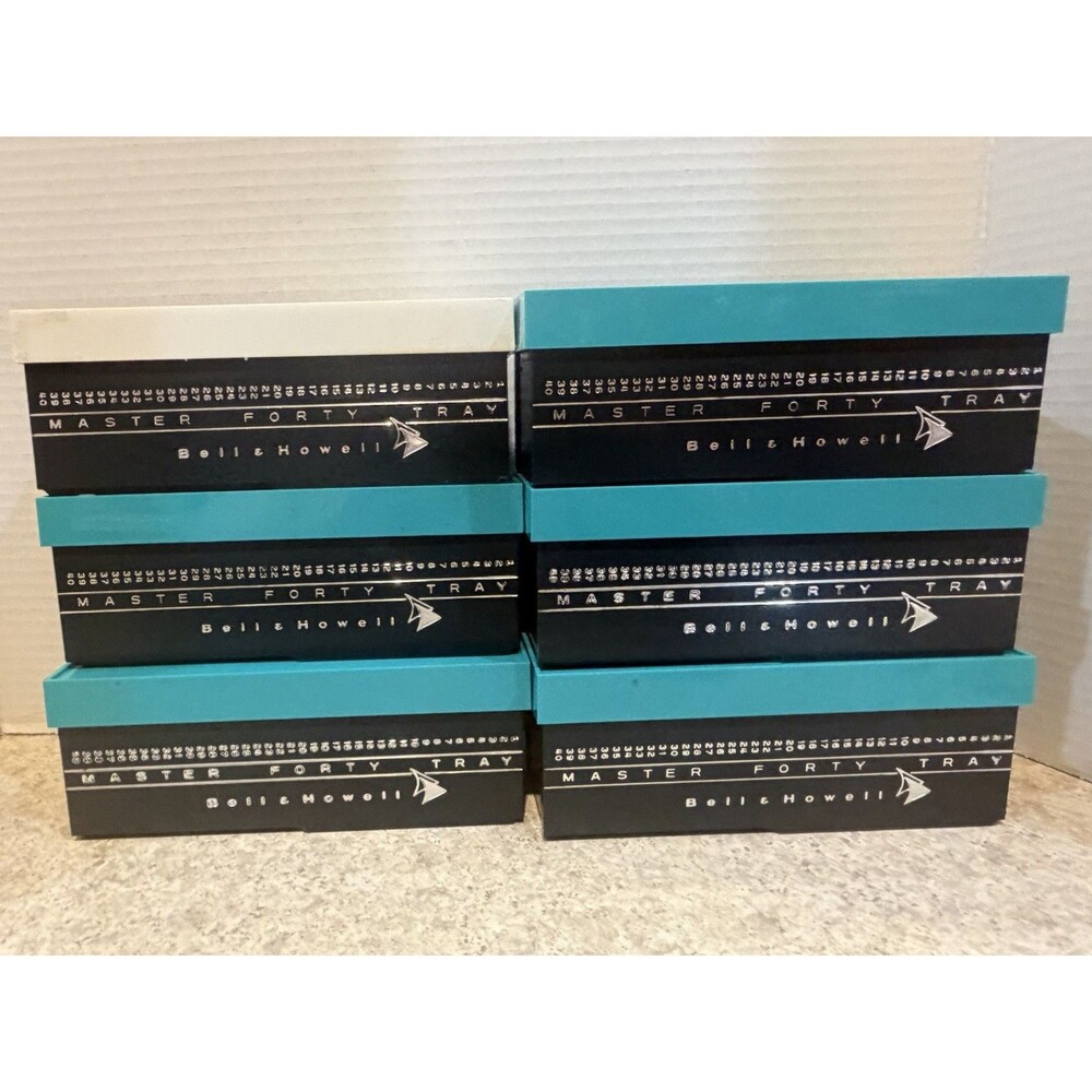 6 Bell & Howell 35mm Master 40 Slide Trays Each Holds 40 Turquoise & White lot